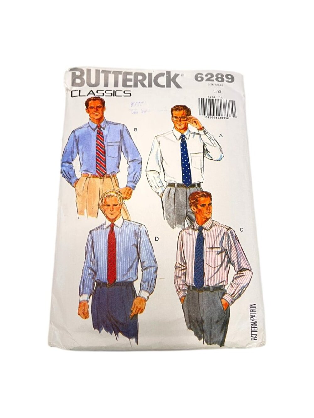 Butterick Pattern 6289 Mens Business Shirt Button‎ Front Size L XL Sewing Uncut